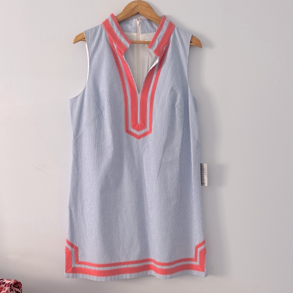 Eliza J Blue and Coral Sleeveless Dress